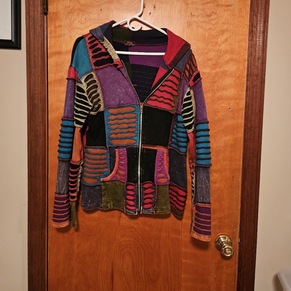 Rising International Multicolor Patchwork Cardigan - image 2